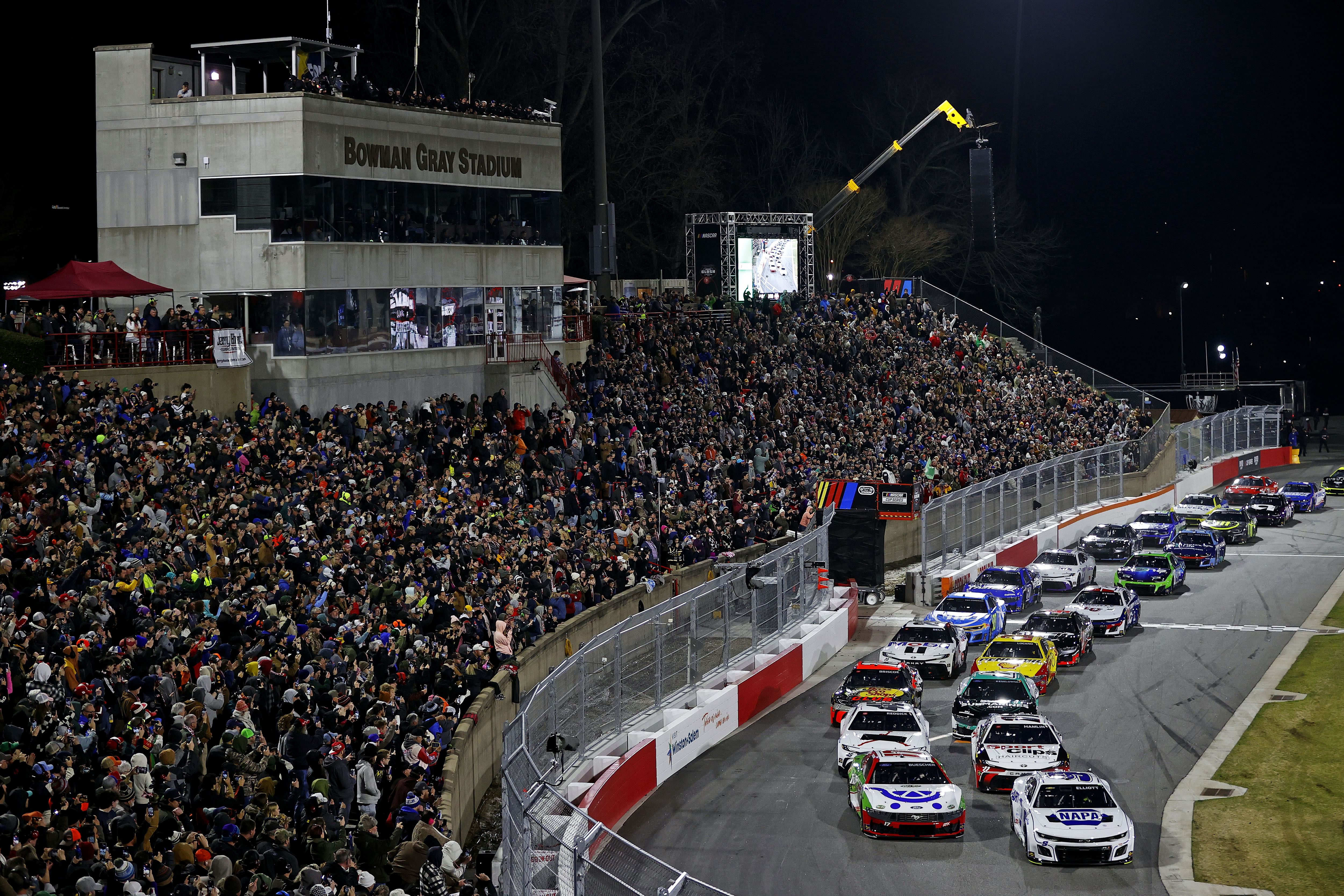 NASCAR Cup Series driver Chase Elliot (9) leads the start of the Clash at Bowman Gray at Bowman Gray Stadium - Source: Imagn