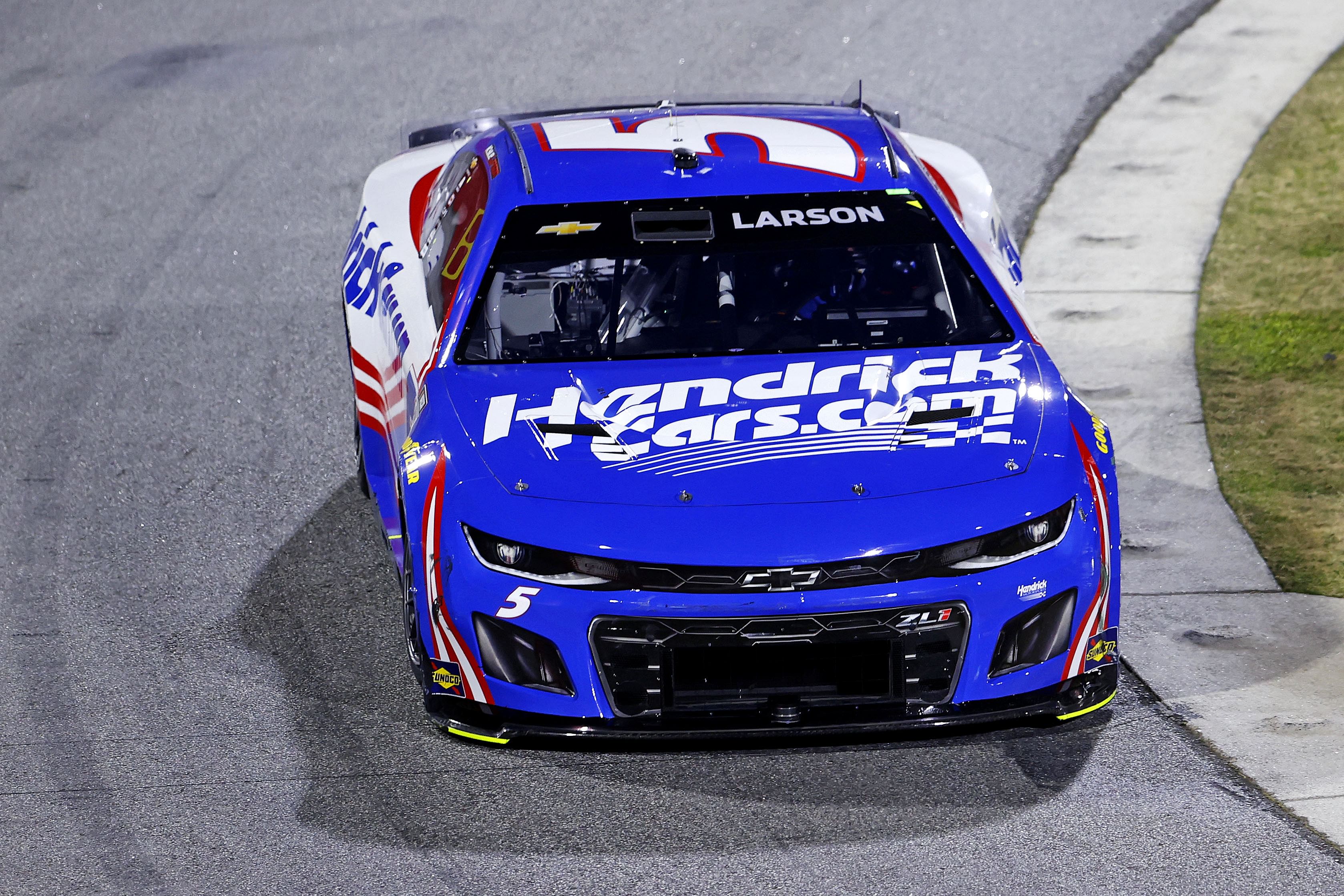 Kyle Larson (5) during the last change qualifying race for the Clash at Bowman Gray at Bowman Gray Stadium. - Source: Imagn