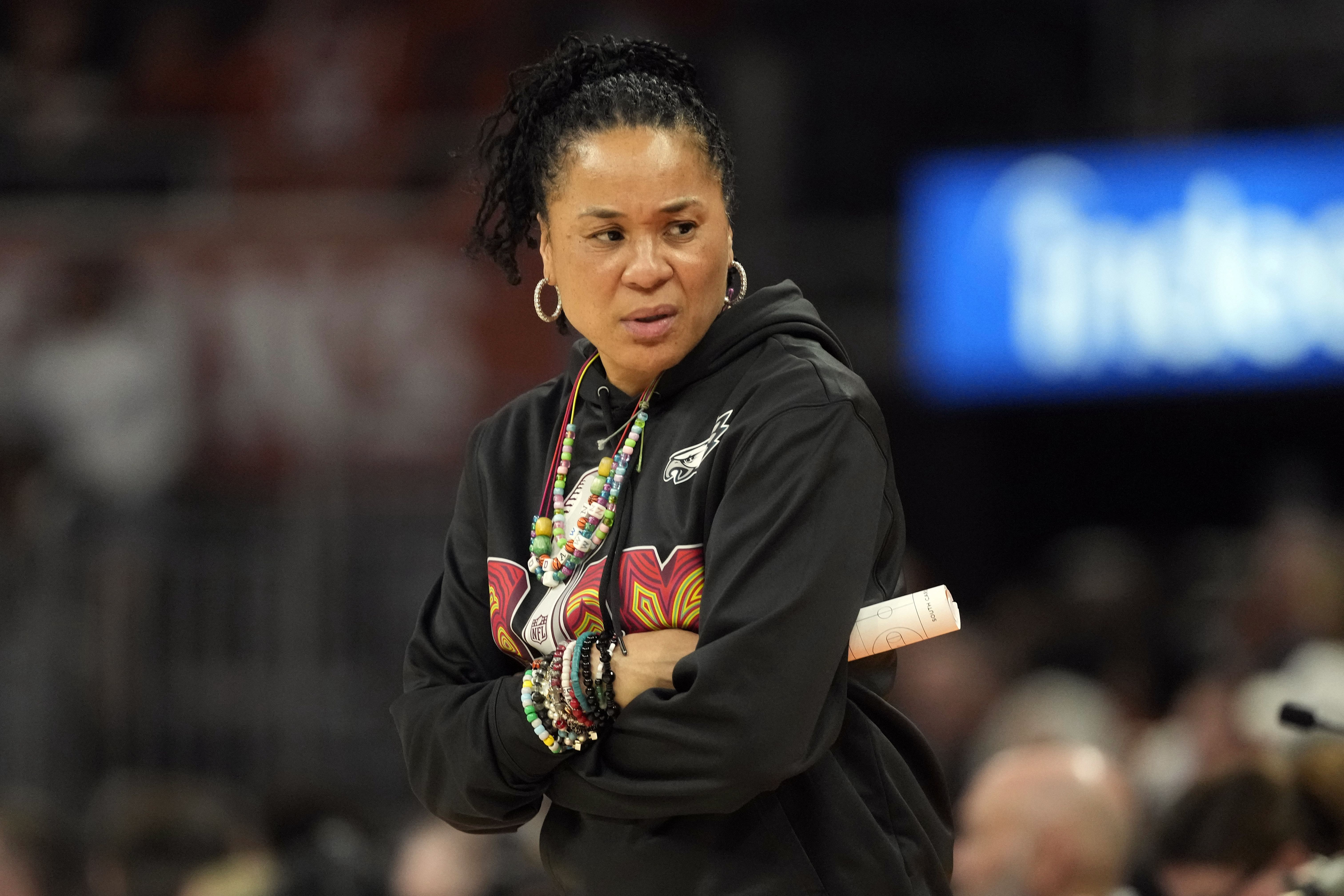 South Carolina Gamecocks coach Dawn Staley looks to her bench during the second half of their NCAA basketball game against the Texas Longhorns at Moody Center. Photo: Imagn