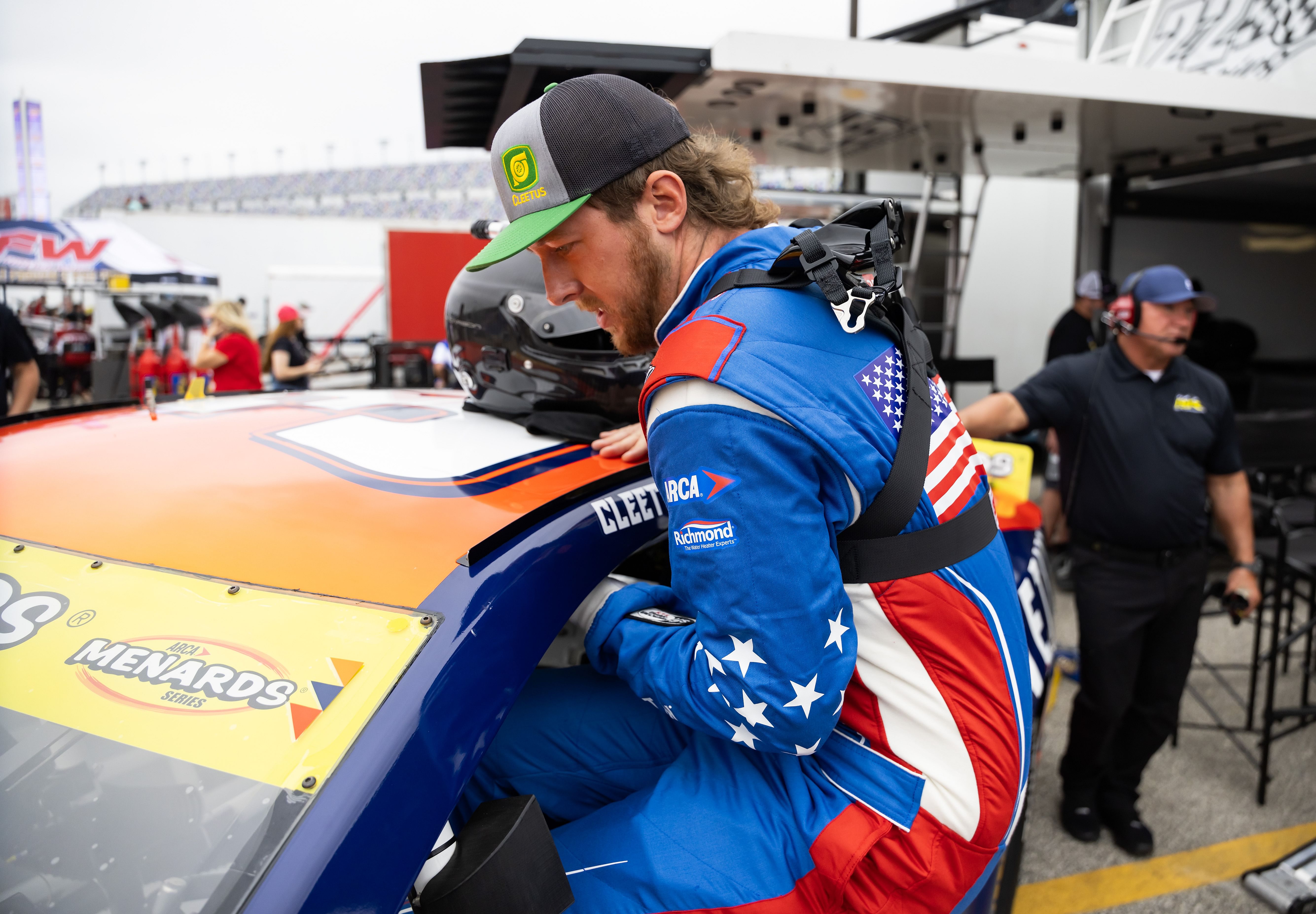 Cleetus McFarland during practice for the Ride the &#039;Dente 200 at Daytona International Speedway - Source: Imagn