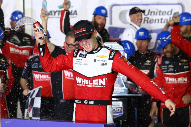 Jesse Love lets his emotions flow after becoming the second youngest driver to win the Daytona NXS race