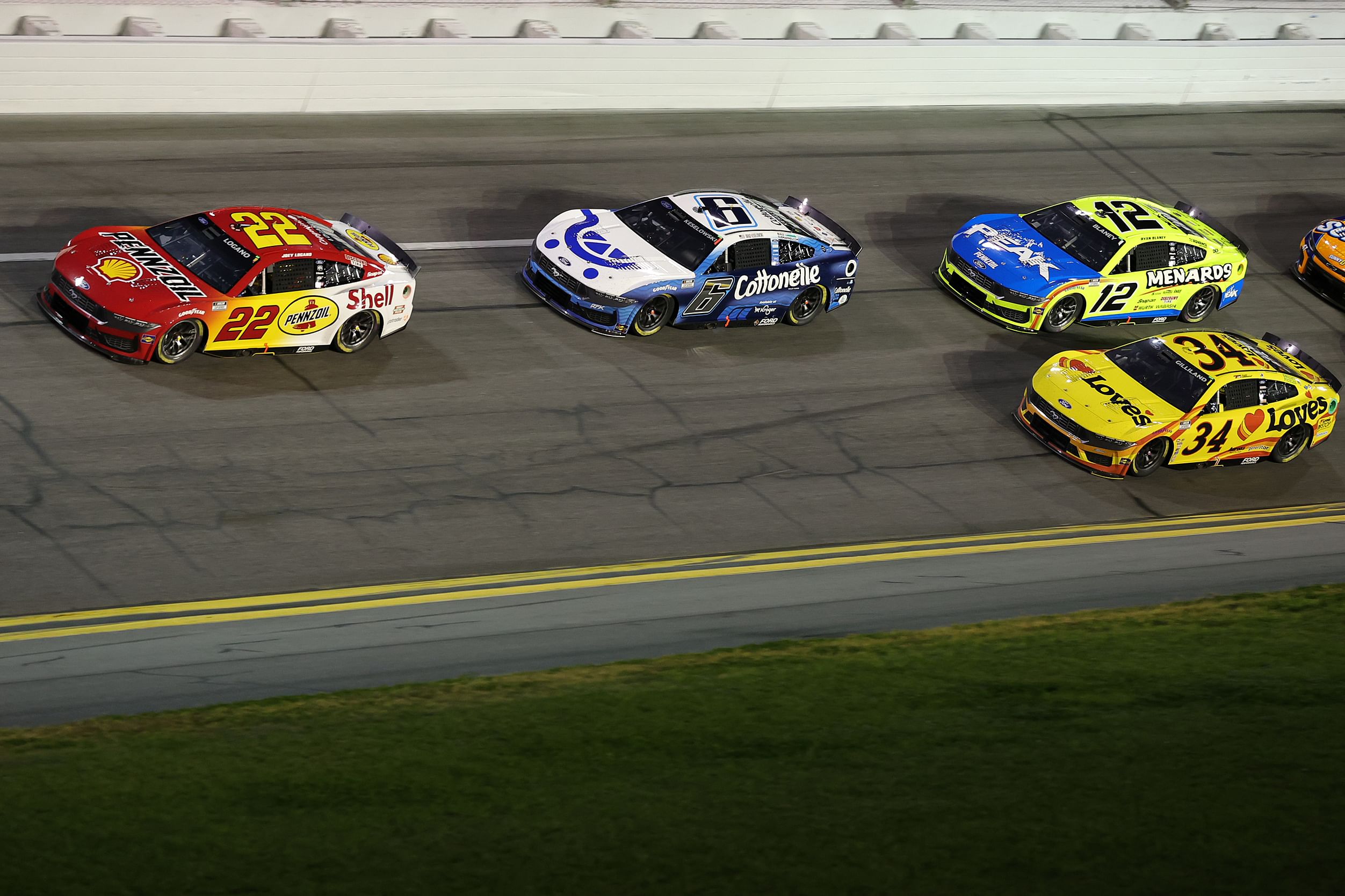 Joey Logano (22) leads during the Daytona 500 at Daytona International Speedway. - Source: Imagn