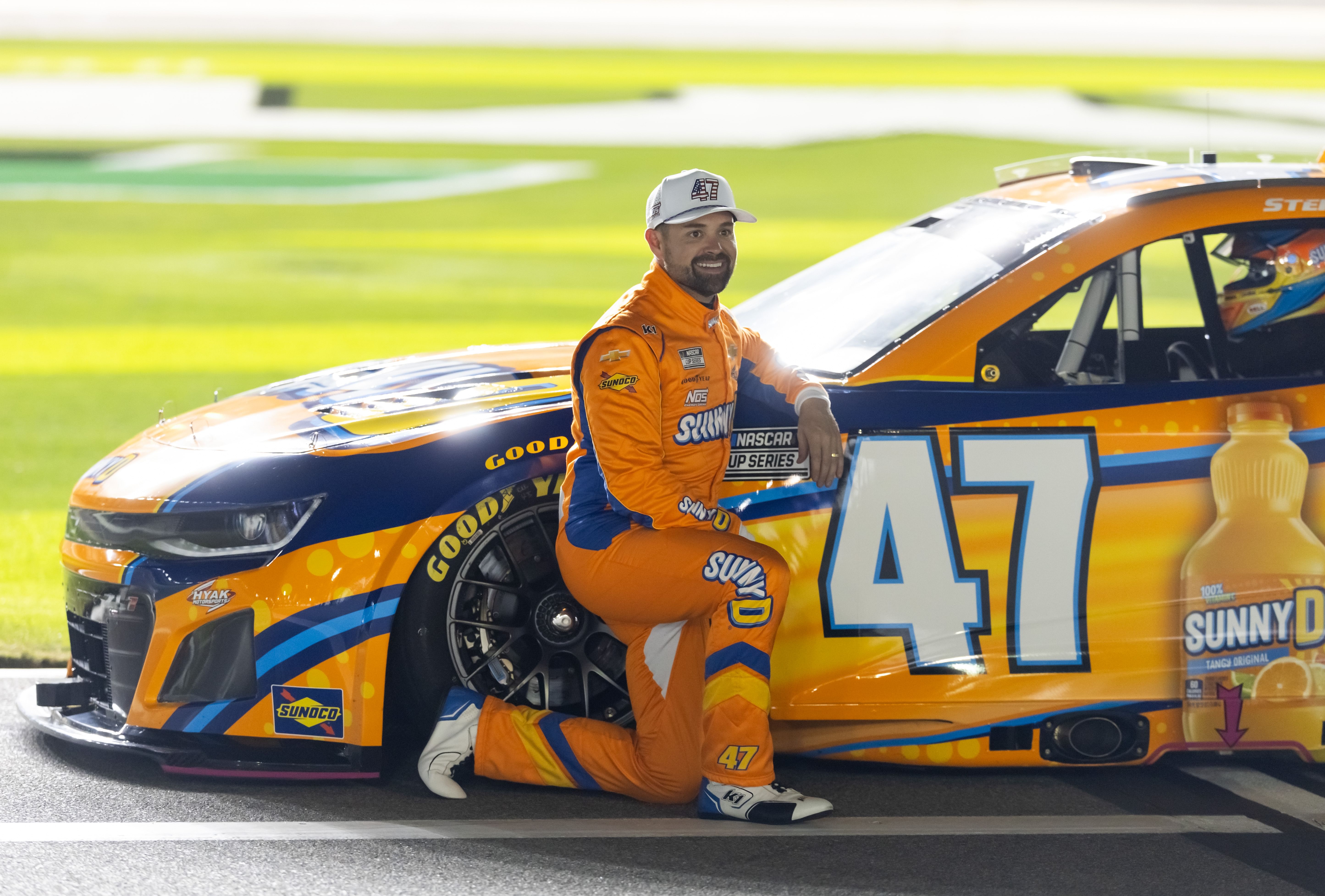 Feb 12, 2025; Daytona Beach, Florida, USA; NASCAR Cup Series driver Ricky Stenhouse Jr (47) during qualifying for the Daytona 500 at Daytona International Speedway. Mandatory Credit: Mark J. Rebilas-Imagn Images - Source: Imagn