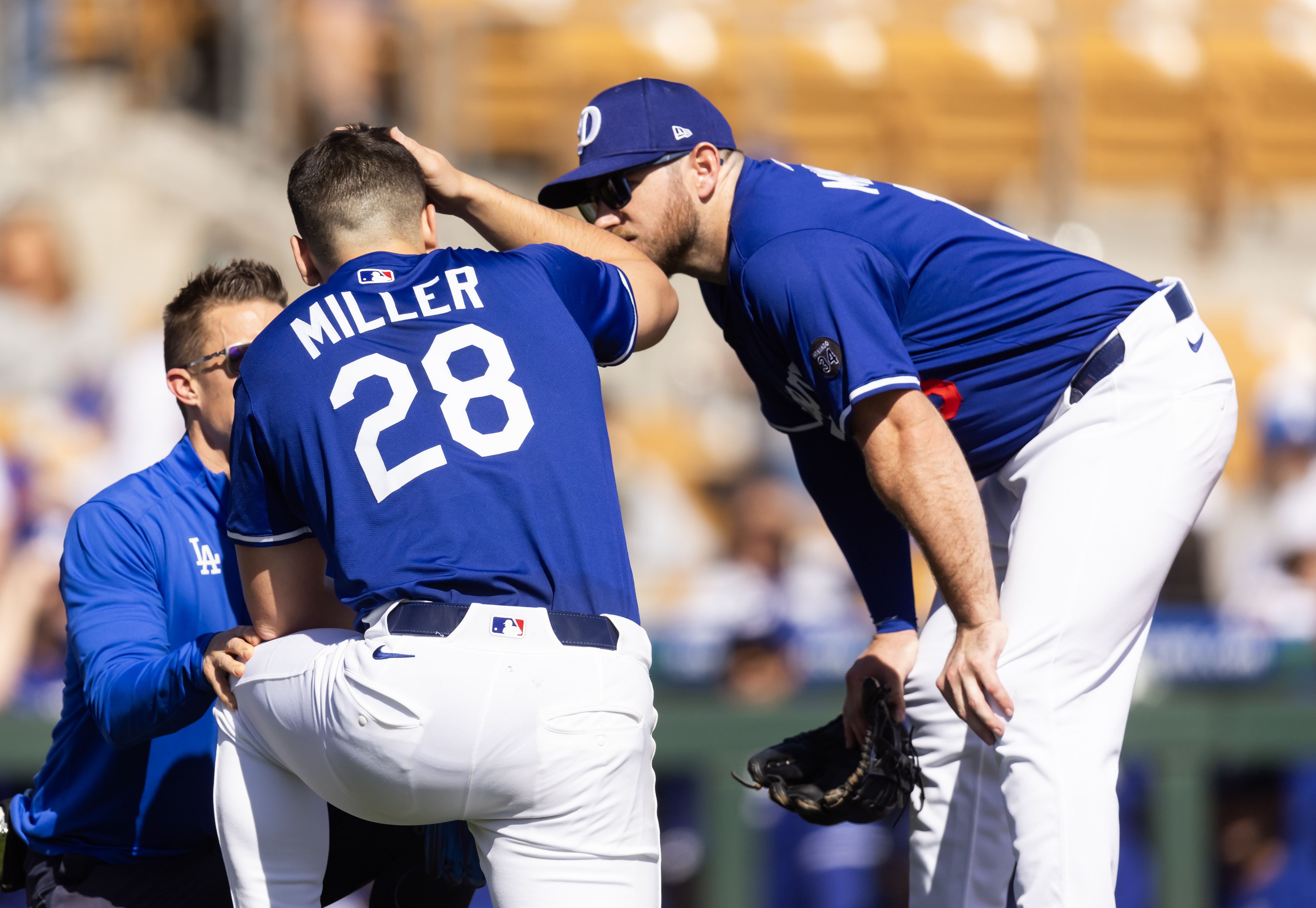 Bobby Miller exited the game after getting struck on the head by a line drive (Image Source: IMAGN)