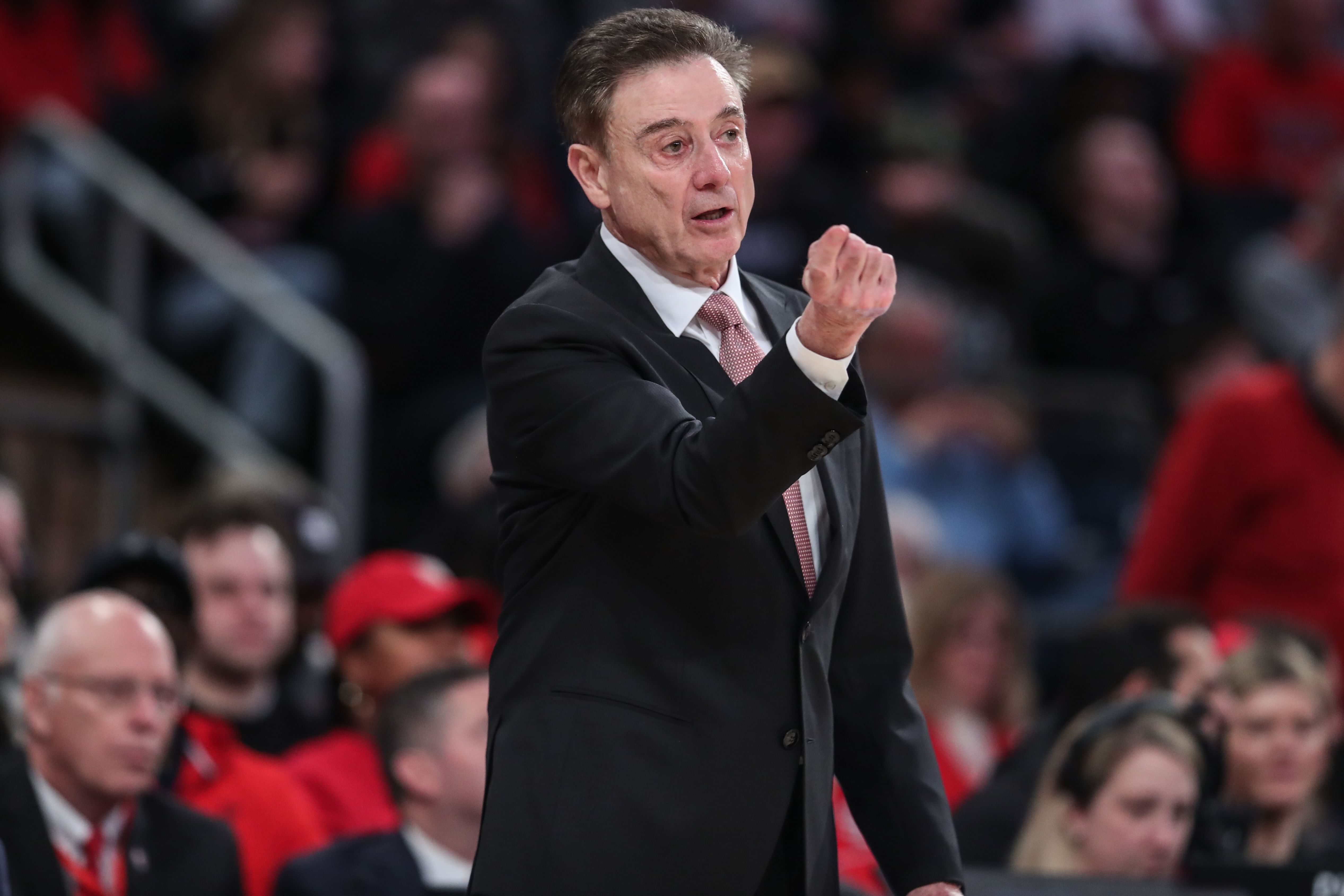 St. John&#039;s Red Storm head coach Rick Pitino signals in the second half against the UConn Huskies in their NCAA basketball game at Madison Square Garden. Photo: Imagn