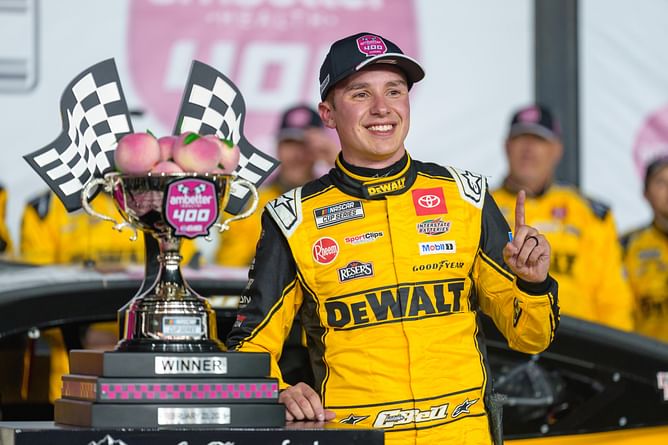 Christopher Bell lets his emotions flow after securing his maiden NASCAR win of the season
