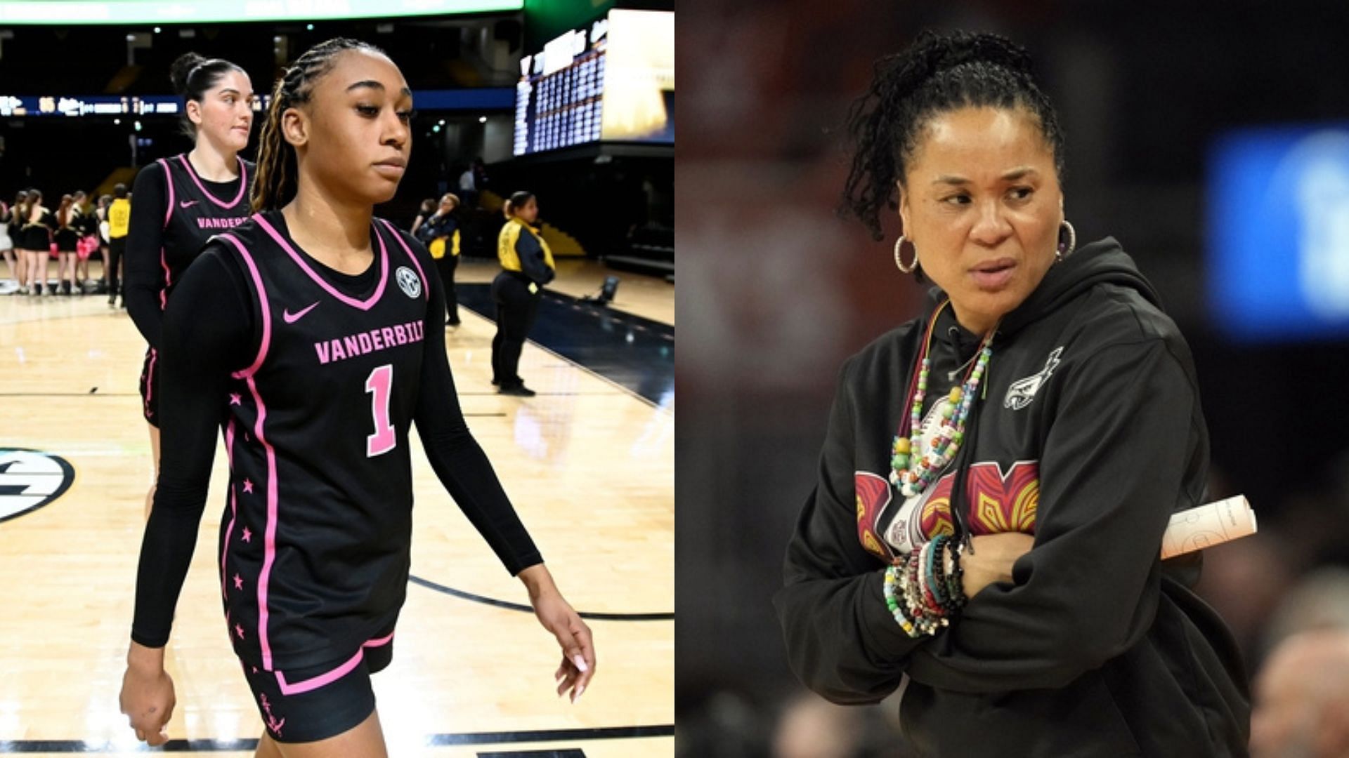 Vanderbilt star Mikayla Blakes and South Carolina coach Dawn Staley. Source: Imagn