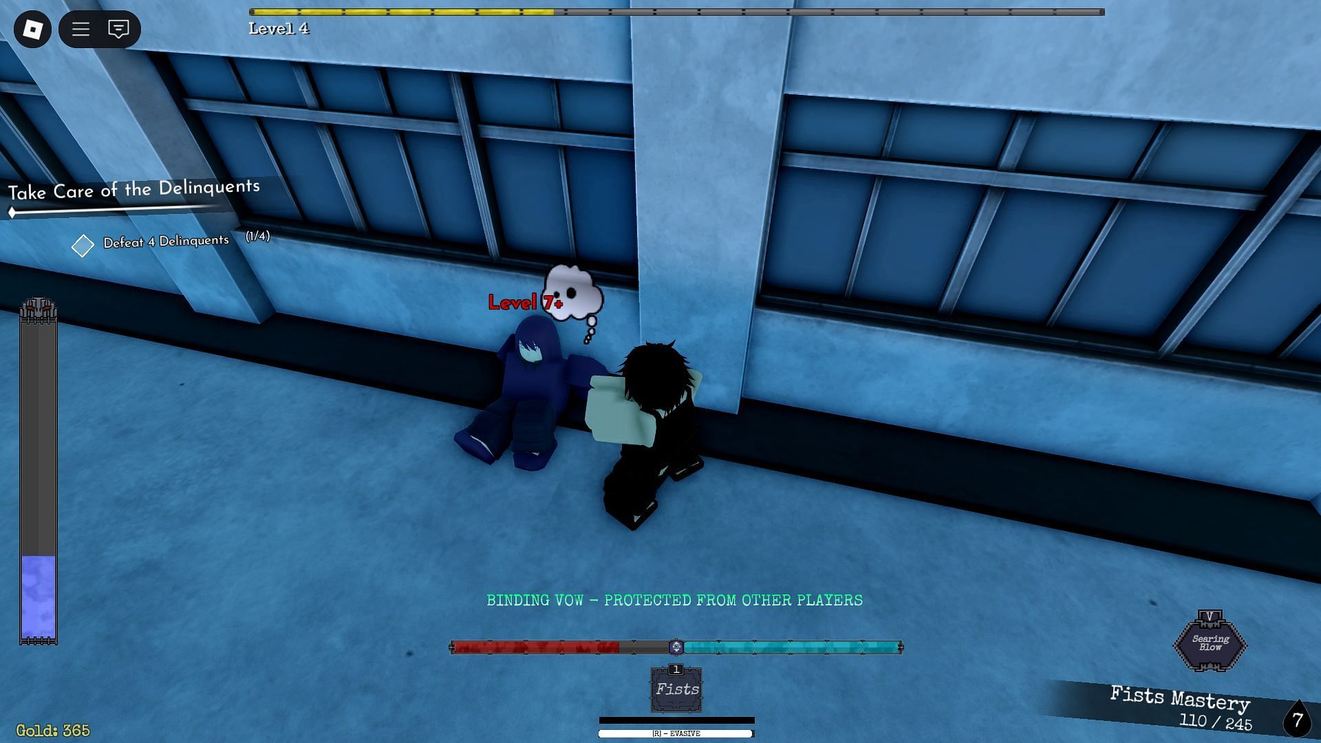 Arai can be found sitting in between the buildings (Image via Roblox)