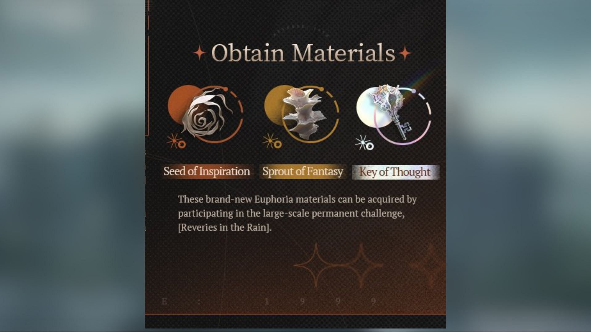 Obtain the new Euphoria materials from the Reveries in the Rain game mode (Image via Bluepoch)