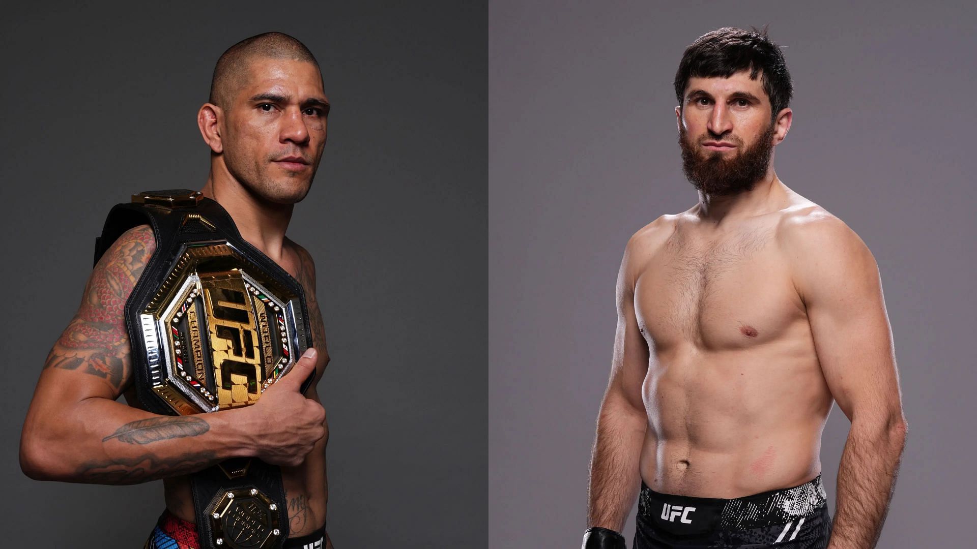 Alex Pereira (left) will defend his gold against Magomed Ankalaev (right) at UFC 313. [Image courtesy: Getty Images]