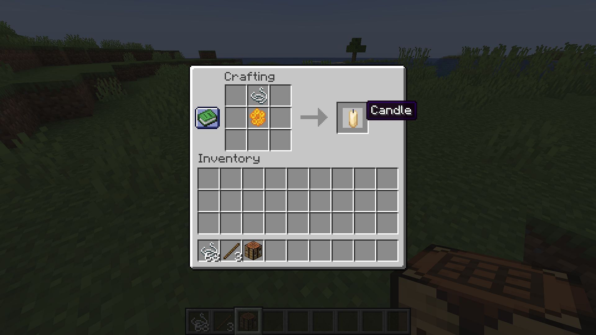 Candles can be crafted using strings (Image via Sportskeeda Gaming/Mojang)