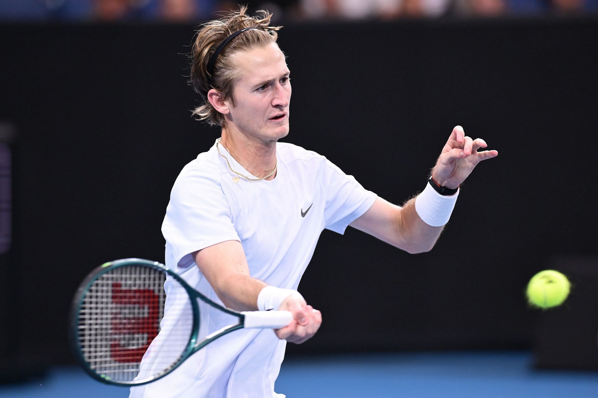 Sebastian Korda hits a forehand (Source: Getty)