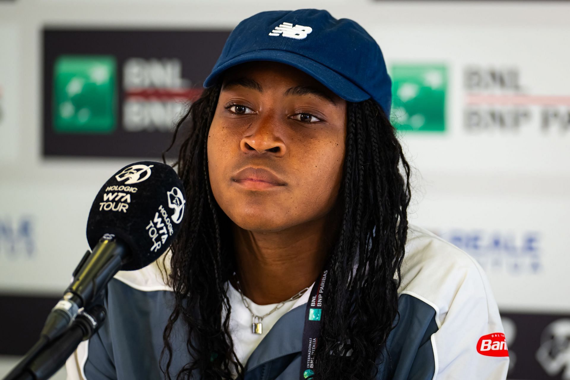 Coco Gauff during a press conference at the 2024 Italian Open (Source: Getty)