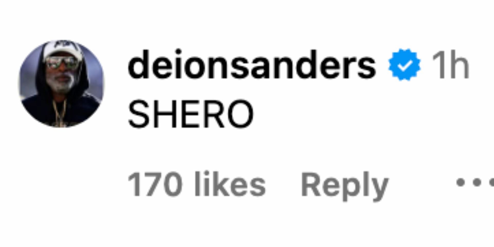 Deion Sanders&#039; Instagram comment (Credits: @staley05 Instagram)