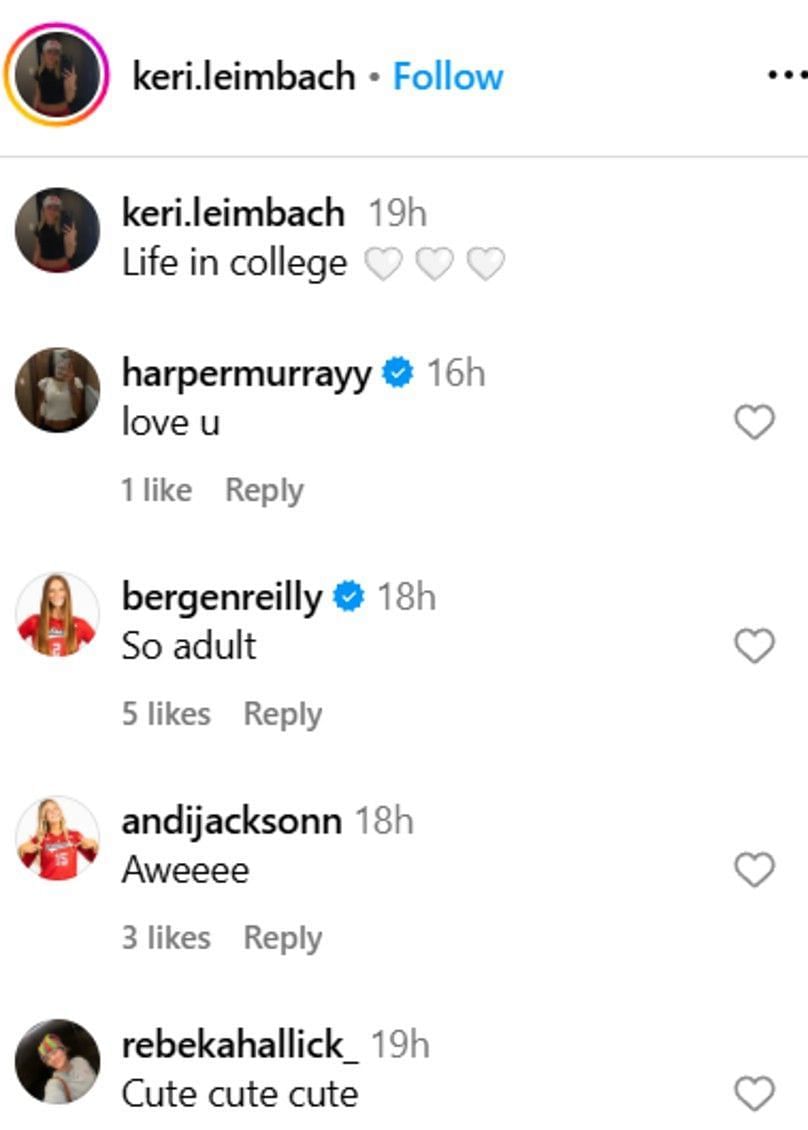 Harper Murray, Andi Jackson, and others&#039; comments on Keri Leimbach&#039;s post | Source: Keri Leimbach&#039;s Instagram