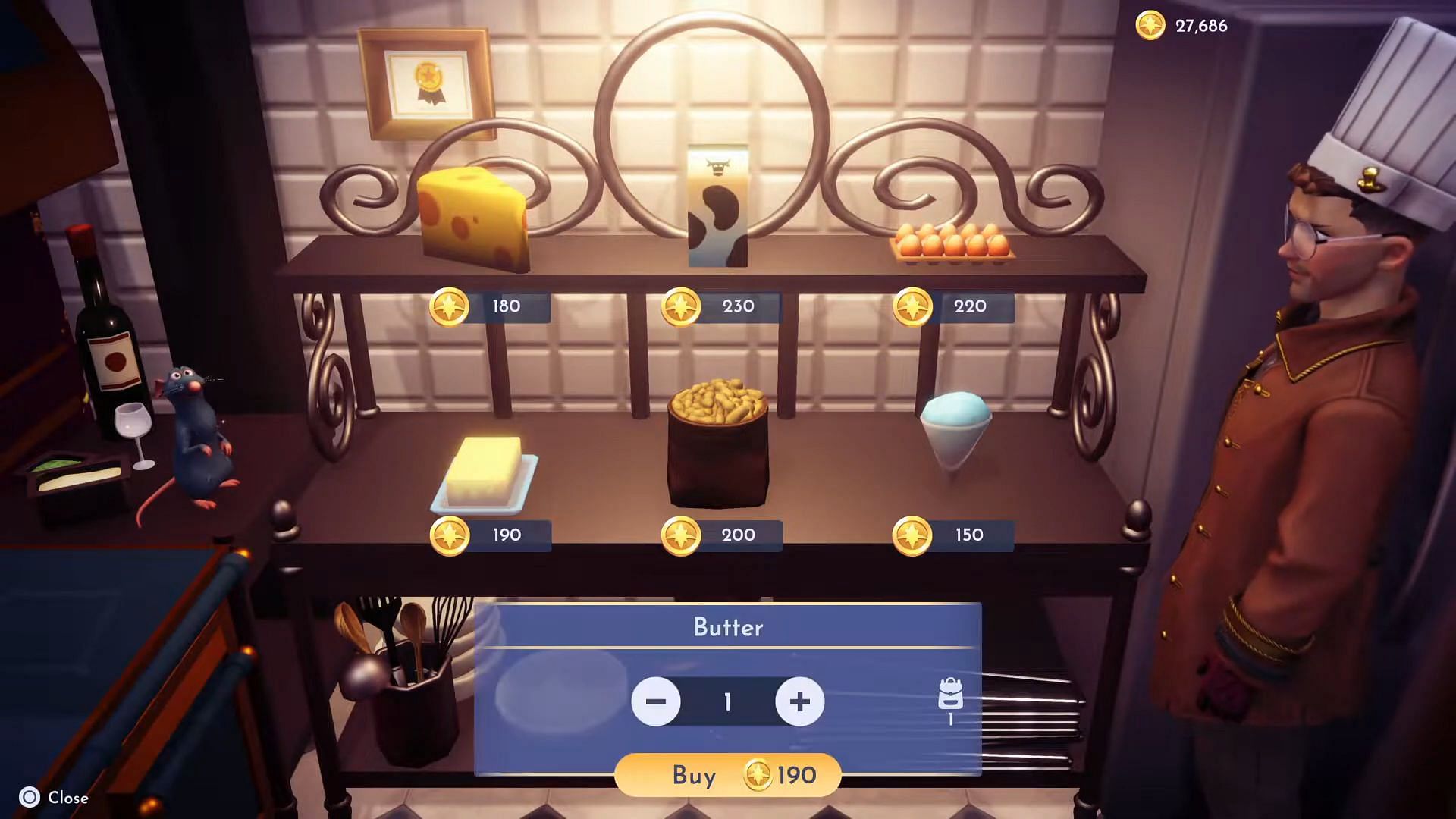 Butter costs 190 Star Coins (Image via Gameloft || YouTube/@Greymane Gaming)