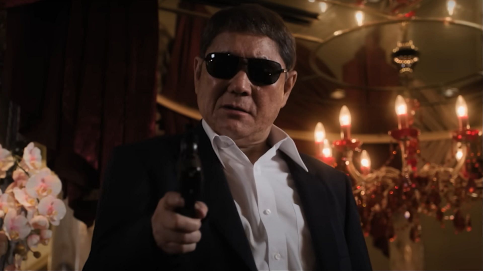 Takeshi Kitano as an aging hitman Nezumi in Broken Rage (Image via Prime Video JP)