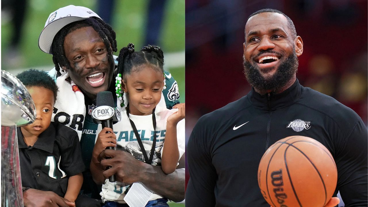 Eagles star WR A.J. Brown honored LeBron James with two special gestures during Super Bowl LIX - Source: Imagn