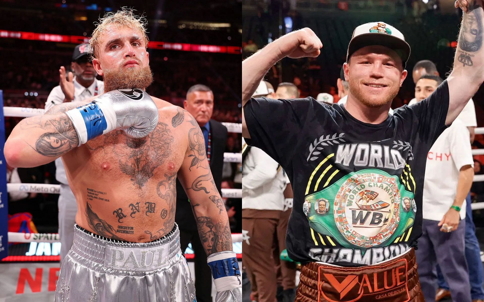 Jake Paul (left) versus Canelo Alvarez (right) could certainly be made, believes Eddie Hearn [Images courtesy: Getty Images]