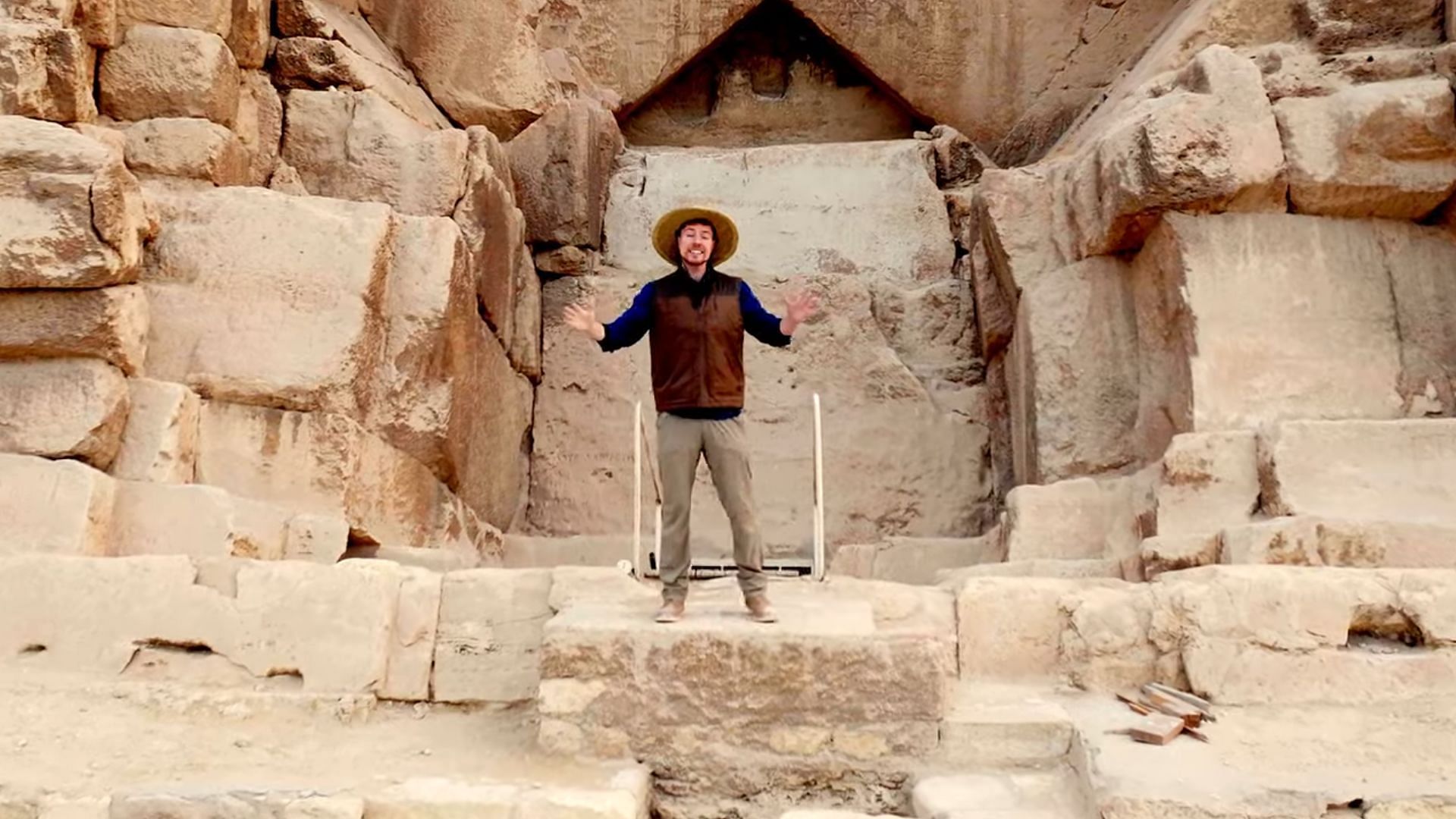 MrBeast recently announced the release of a new YouTube video in which he explored the Great Pyramids of Egypt (Image via MrBeast/YouTube)