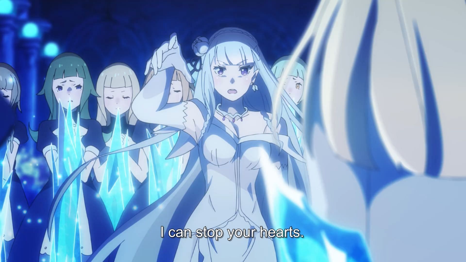 Emilia freezes the wives (Image via White Fox)