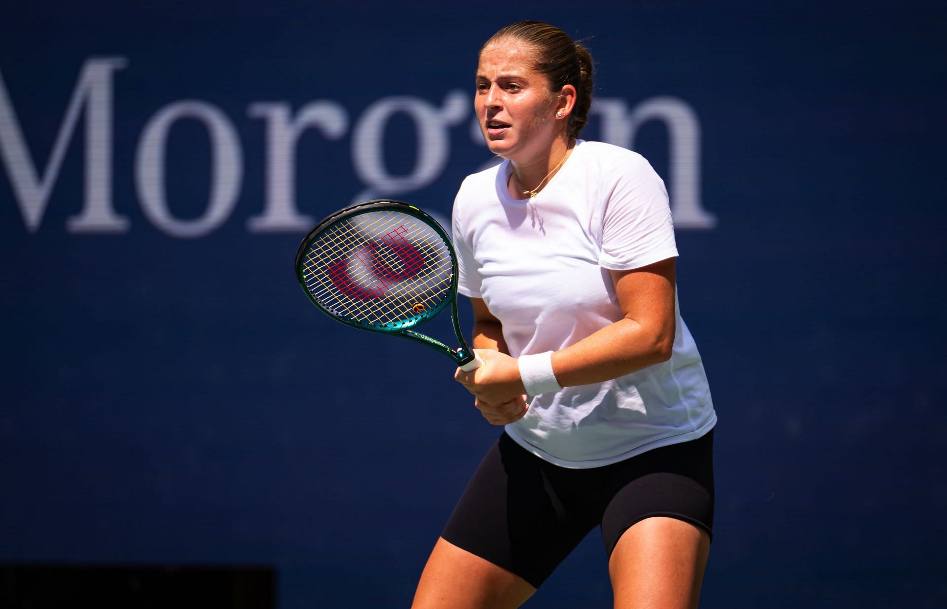 Ostapenko in action at the 2024 US Open - Previews - Source: Getty