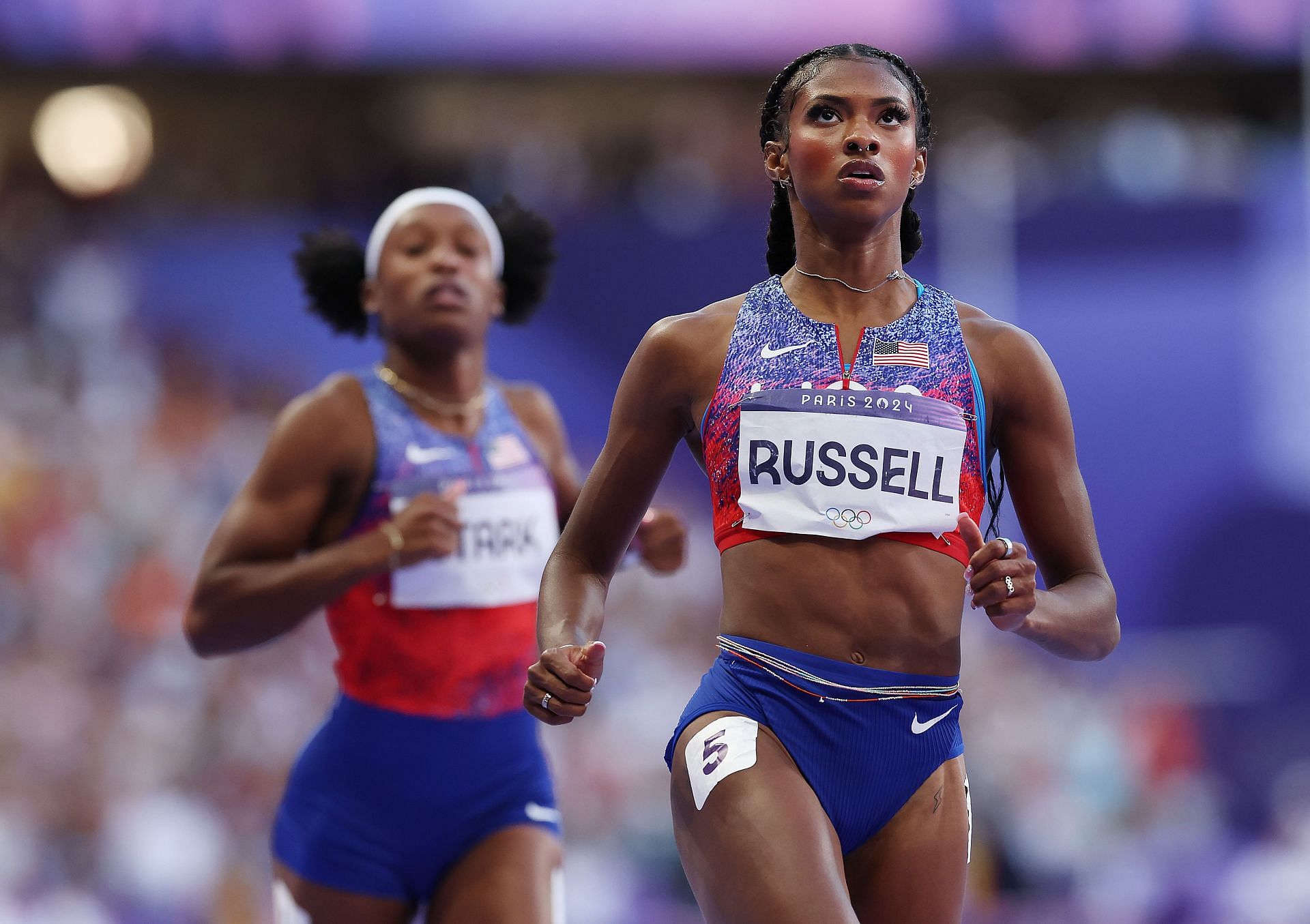 Masai Russell at Paris Olympics (Photo by Tim Clayton/Corbis via Getty Images)