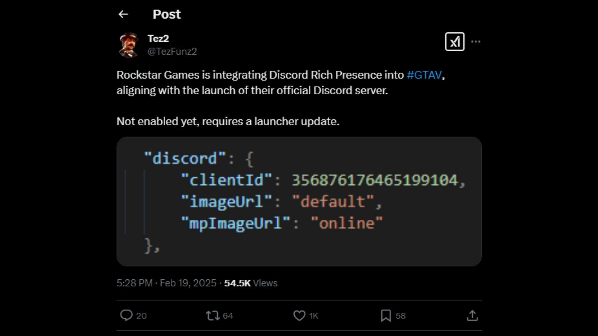 Rockstar is reportedly integrating Discord Rich Presence in Grand Theft Auto 5, as per reputed insider (Image via X/@TezFunz2)