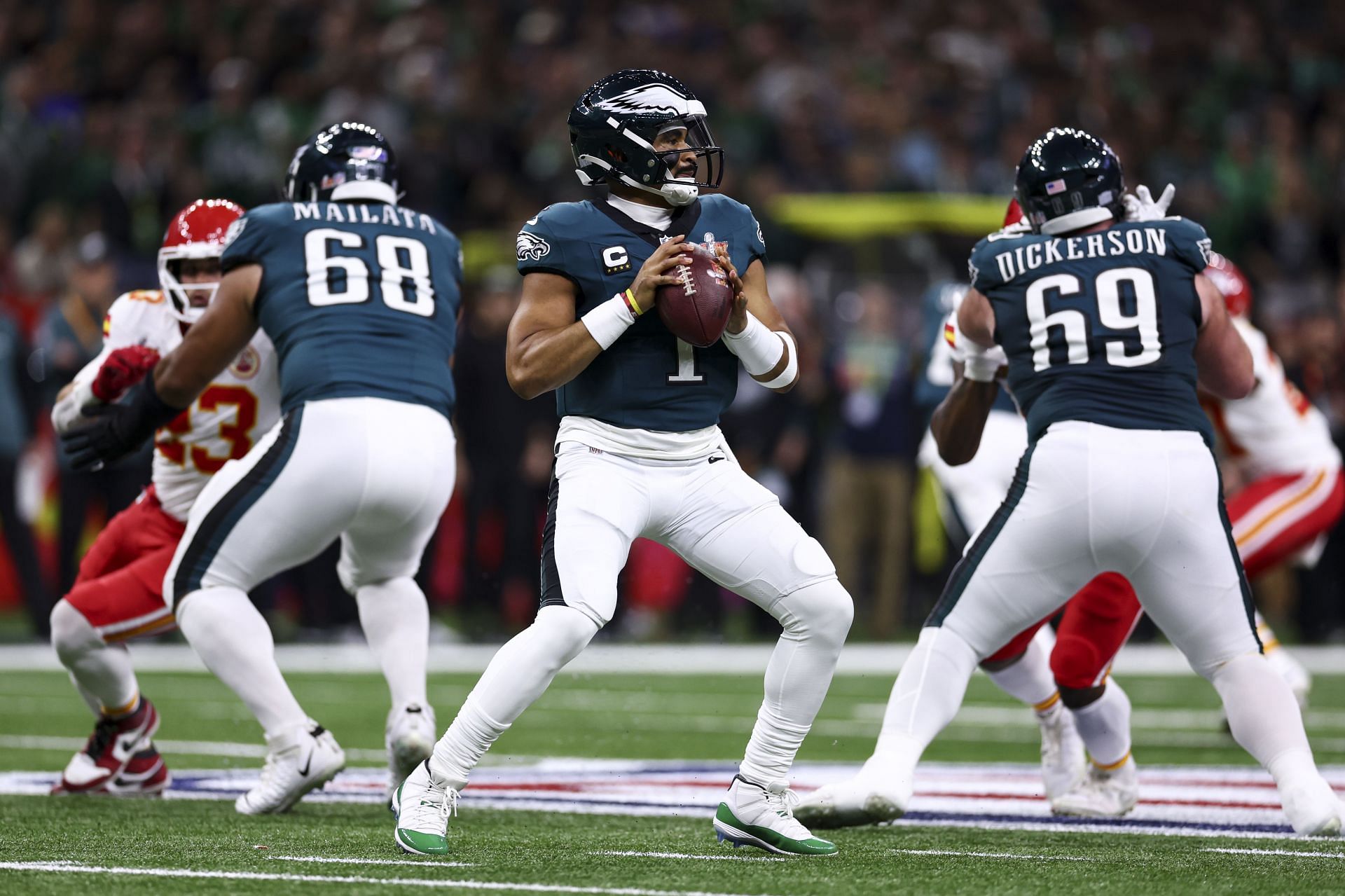 Jalen Hurts during Super Bowl LIX: Kansas City Chiefs vs. Philadelphia Eagles - Source: Getty