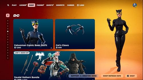 You can now purchase the Catwoman Comic Book skin in Fortnite (Image via Epic Games)