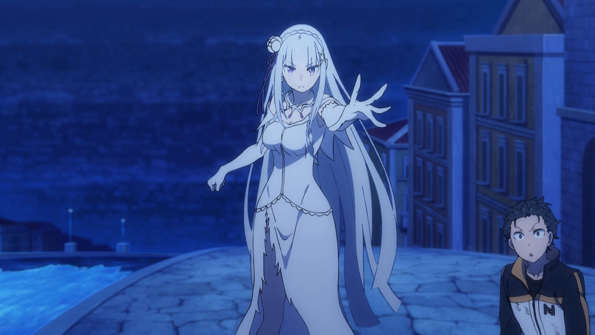 Emilia and Subaru in Re:ZERO season 3 episode 10 (Image via White Fox)