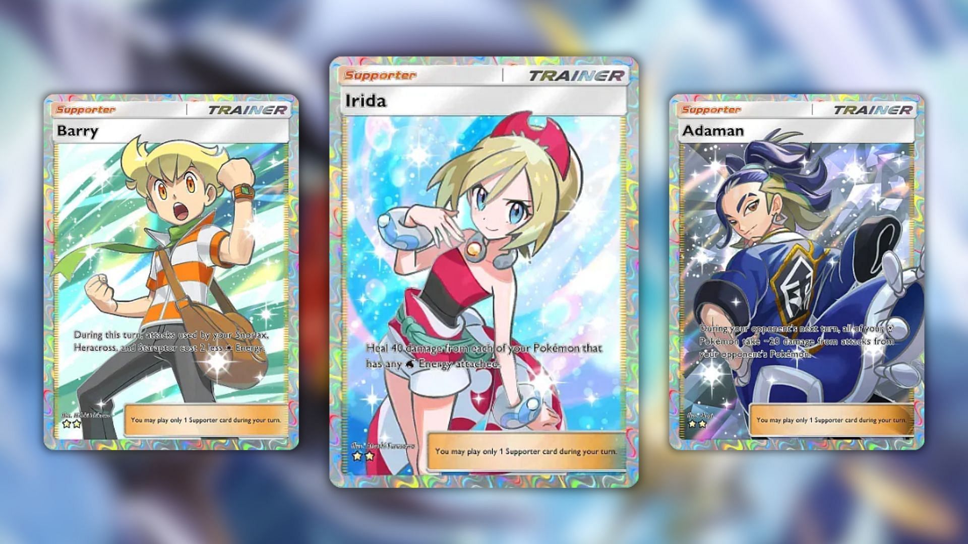 Some two star trainer full arts from the expansion (Image via The Pokemon Company)