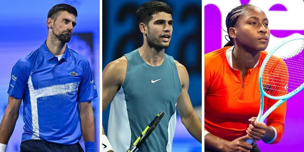 From L to R: Djokovic, Alcaraz, Gauff; Source: Getty