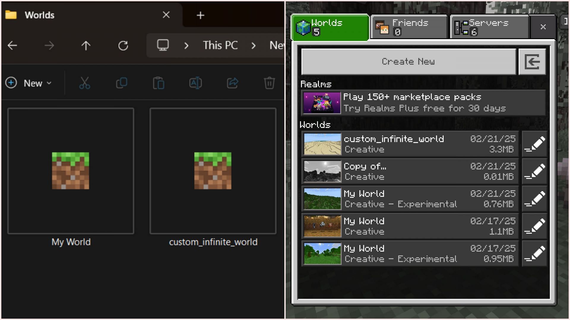 Create a custom world from MCBE Essentials and load it in Bedrock Edition (Image via Sportskeeda Gaming || Mojang Studios)