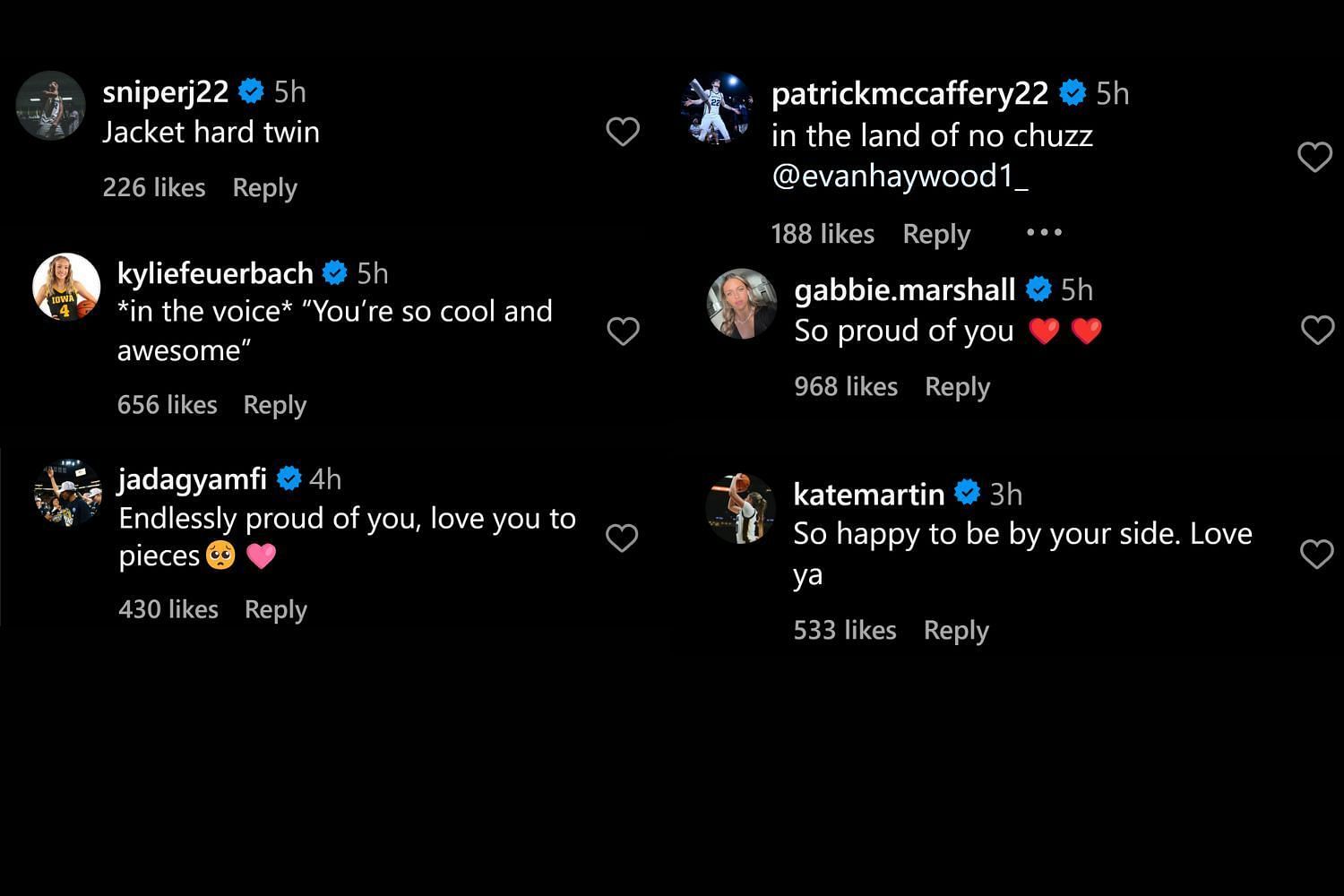 Comments on CC&#039;s post (@caitlinclark22/IG)