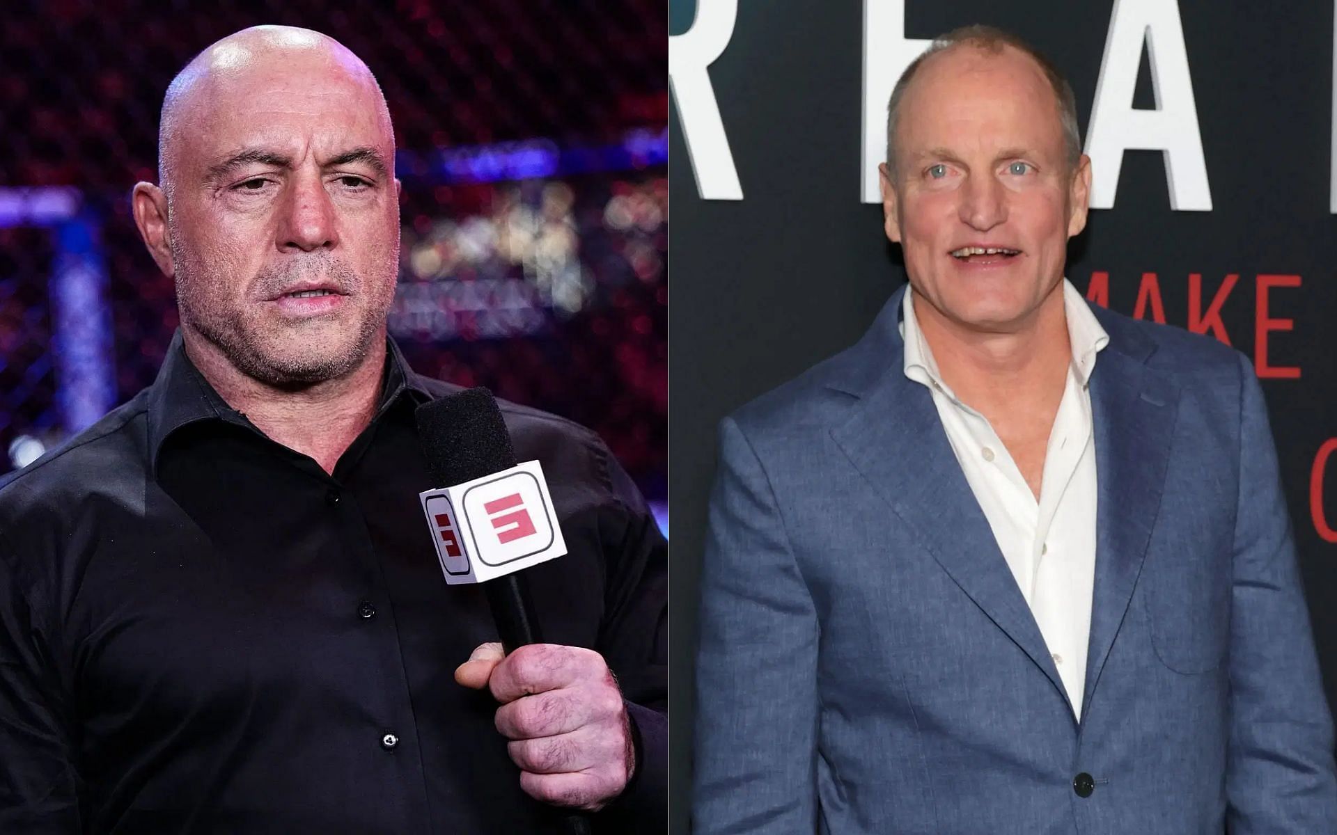 Joe Rogan (left) recently had Woody Harrelson (right) on the podcast [Image courtesy: Getty]