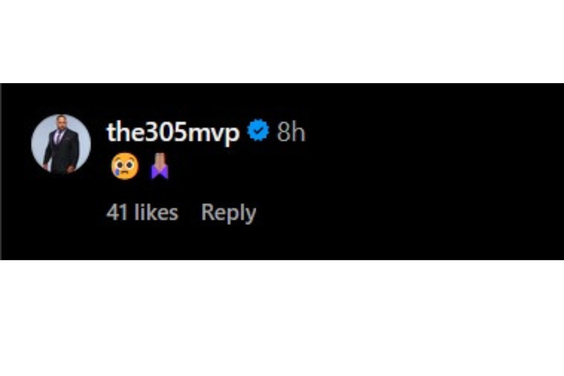 A screenshot of MVP&#039;s comment on Nakamura&#039;s post. (Image credits: Instagram)