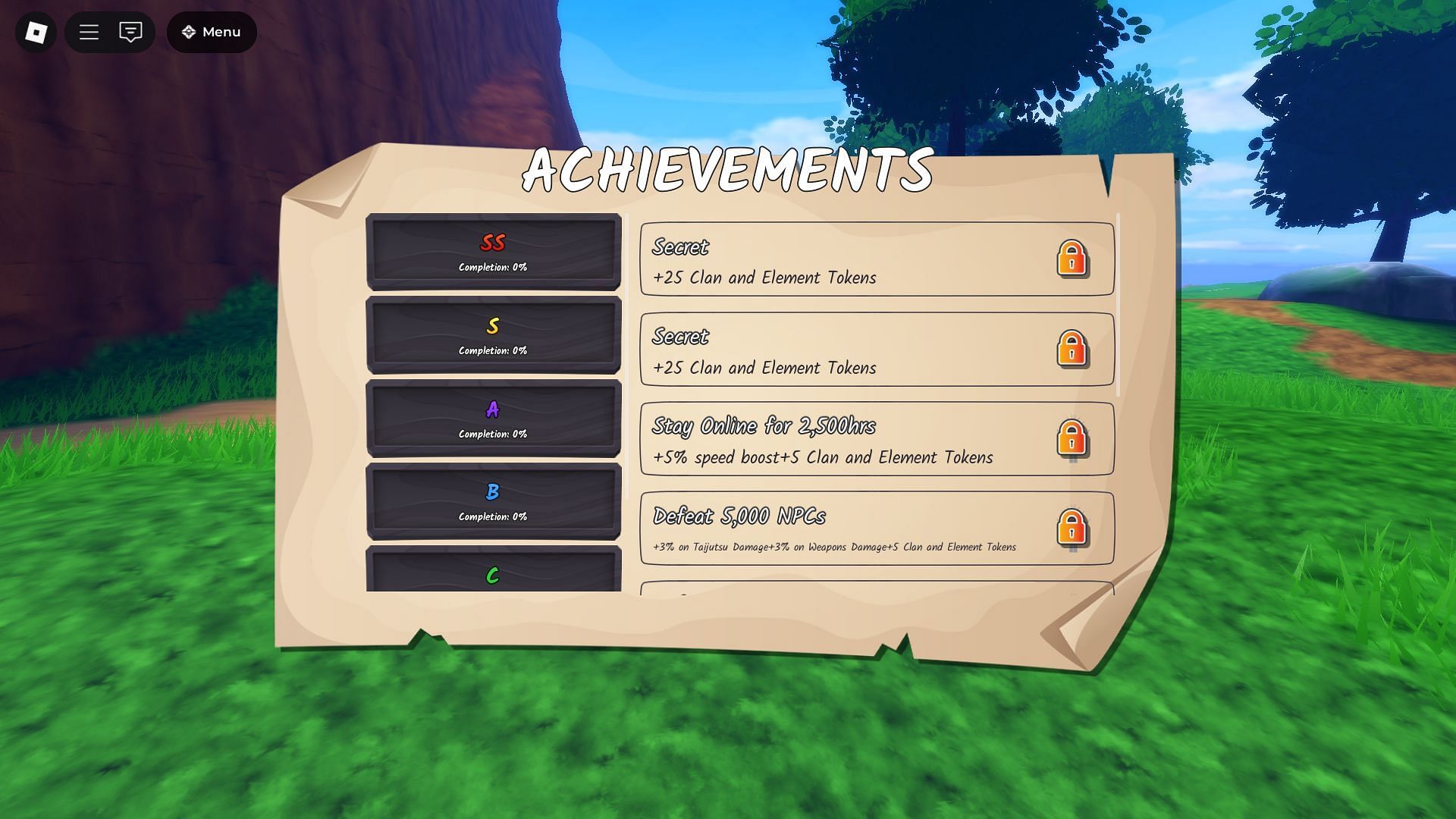 Achievement rewards include Spin Tokens (Image via Roblox)