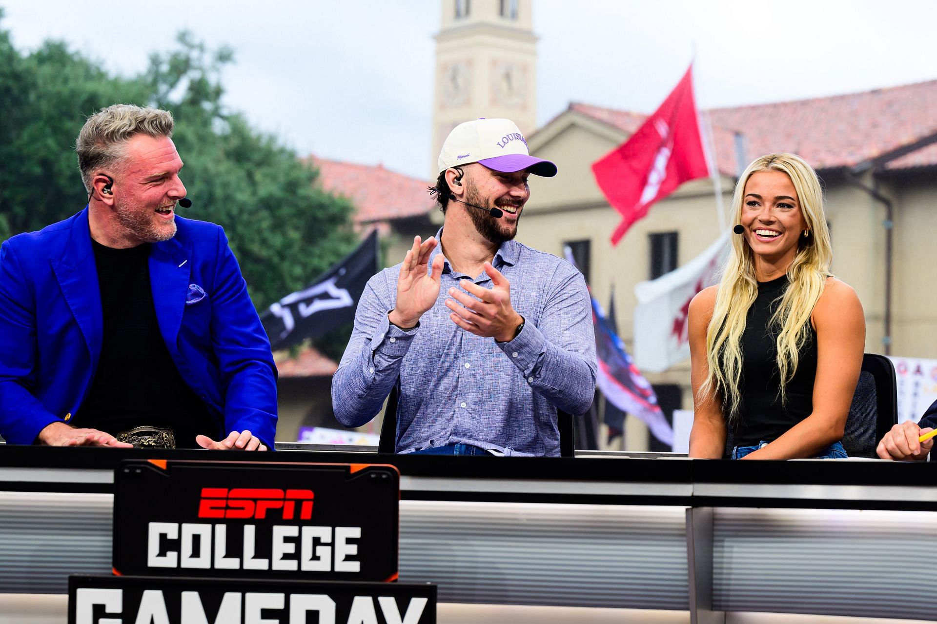 Paul Skenes and Olivia Dunne on the set of ESPN College GameDay at the LSU Quad in Baton Rouge, Louisiana. (Photo by via Getty Images)