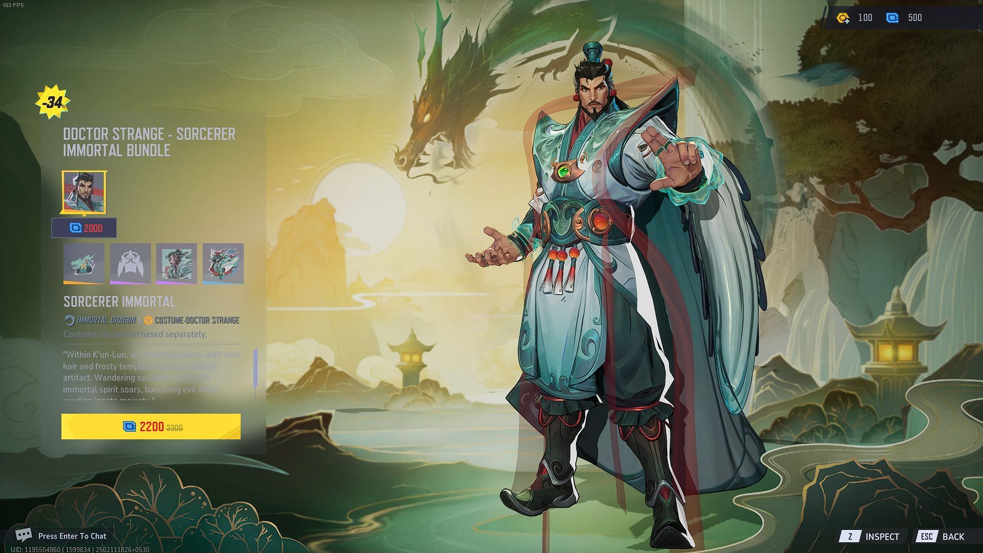 Sorcerer Immortal skin for Doctor Strange in Marvel Rivals (Image via NetEase Games)