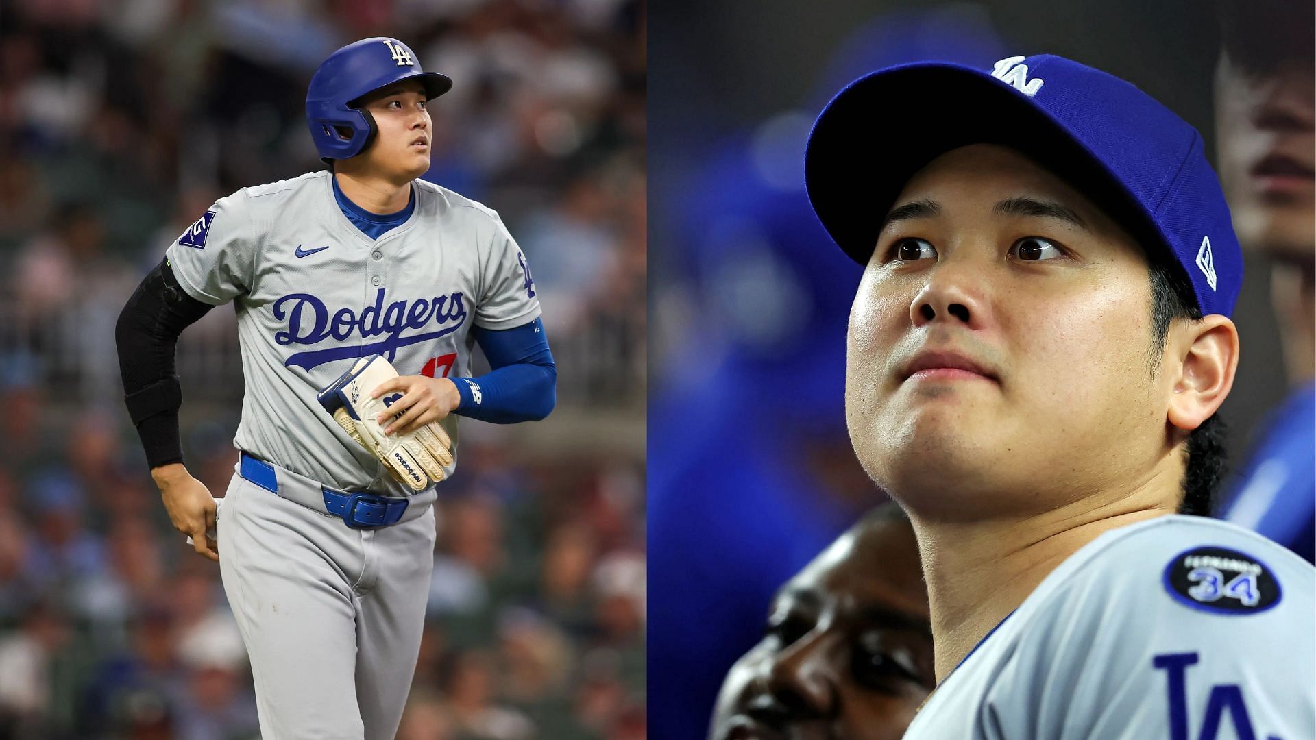 Shohei Ohtani seen throwing a head of Dodgers