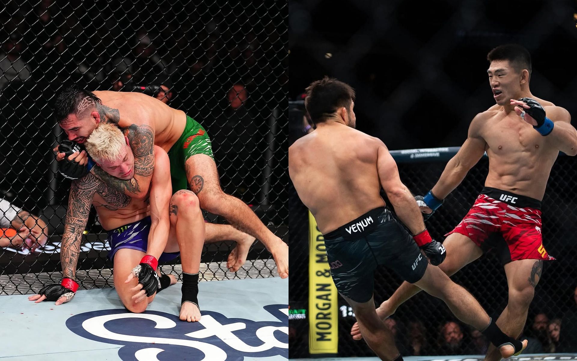 The co-main (left) and main event (right) action from UFC Seattle. [Images courtesy: @ ufc on Instagram]