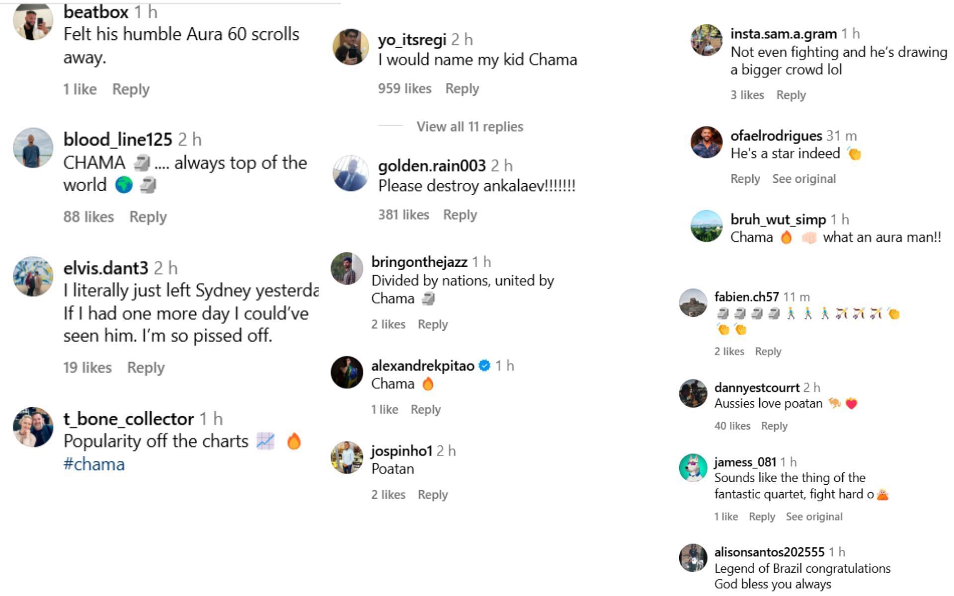 Fans react to video of Alex Pereira recreating his walkout. [Screenshots courtesy: @alexpoatanpereira on Instagram]