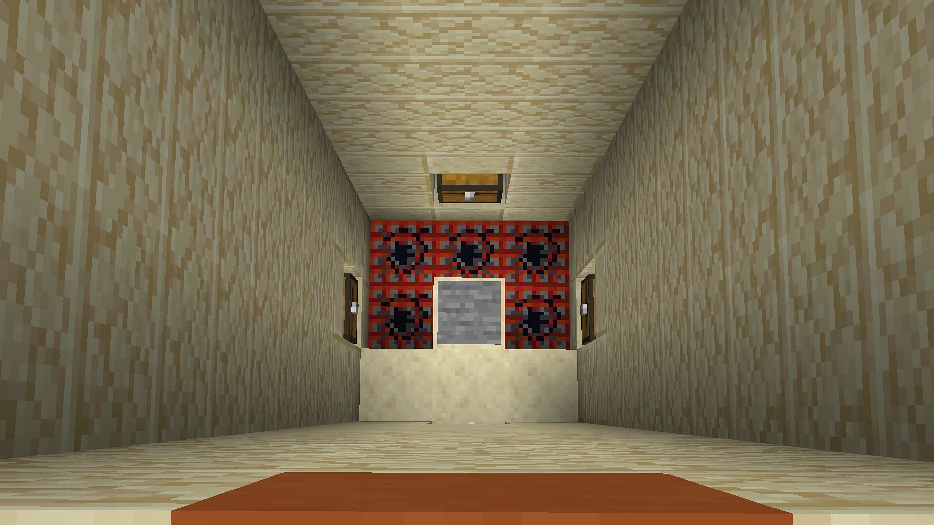 Players must never jump straight down in a Desert Pyramid&#039;s treasure room (Image via Sportskeeda Gaming/Mojang)