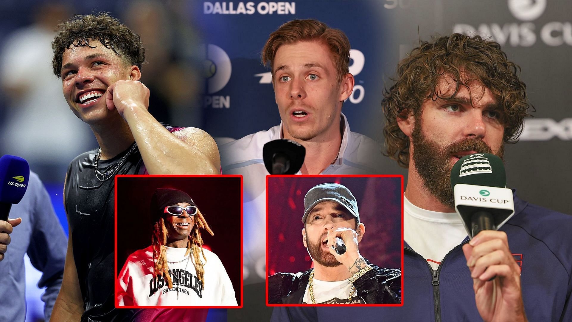 Ben Shelton, Denis Shapovalov and Reilly Opelka choose their  perfect Super Bowl performers. Source: Getty