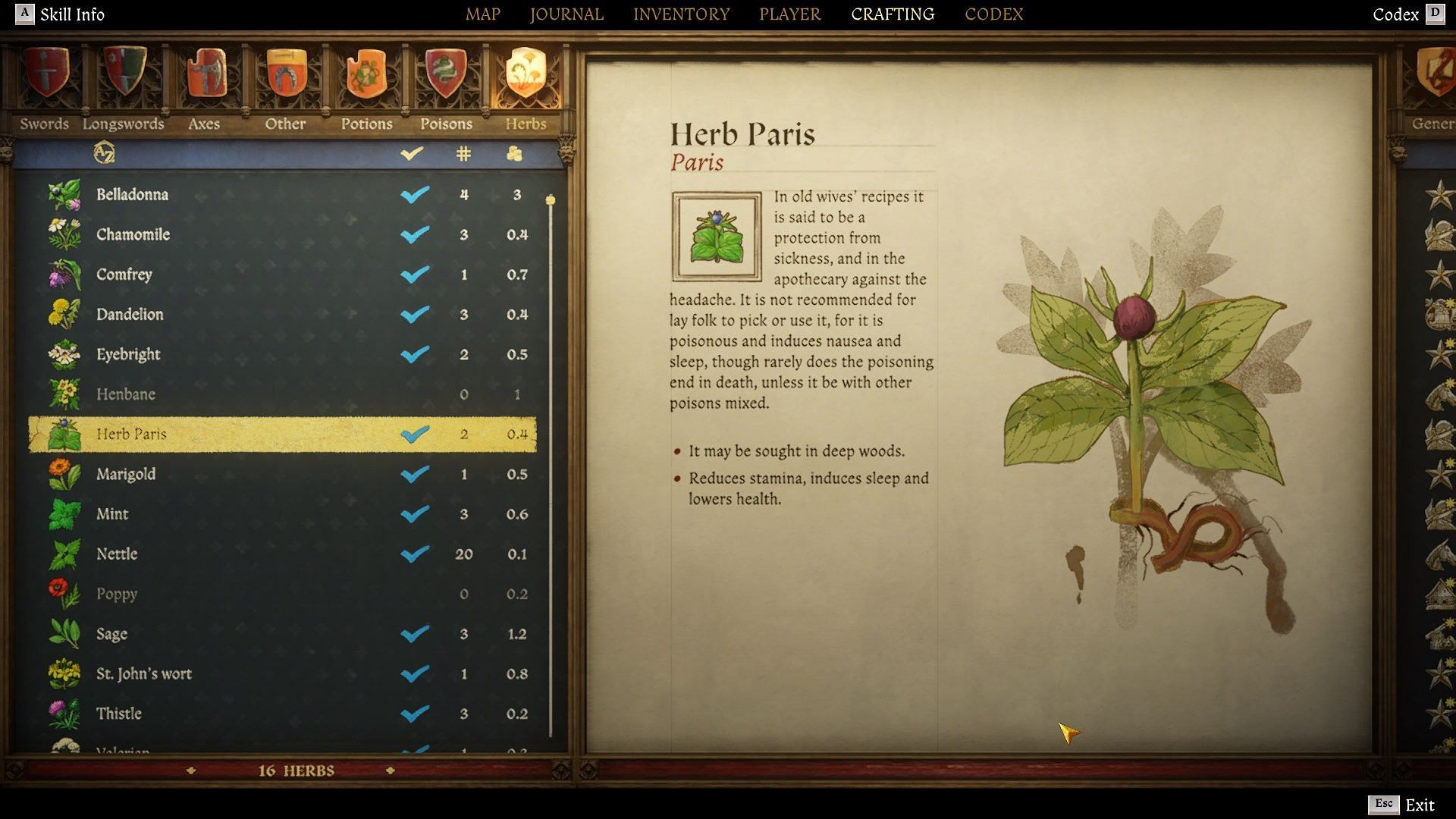 Herb Paris is one of the more useful herbs in the game, considering its medicinal and poisonous properties (Image via Deep Silver)