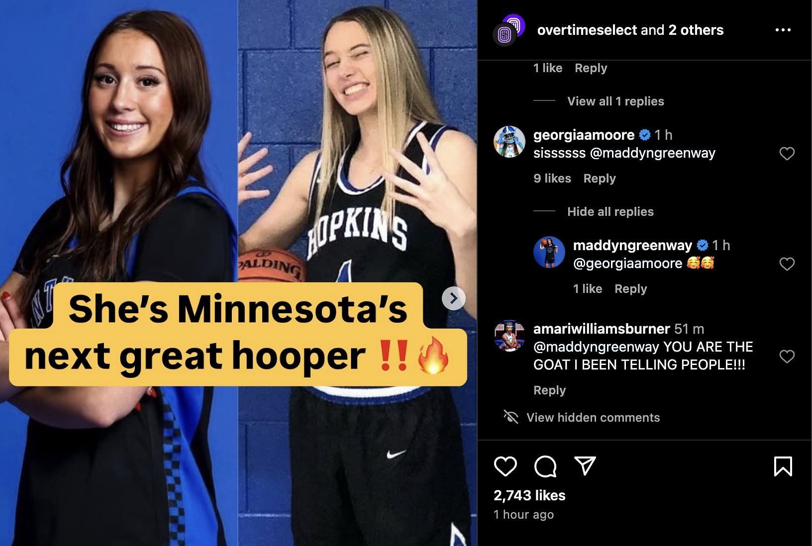 Georgia Amoore&#039;s reaction to Greenway&#039;s achievement (Credits: Instagram/@overtimeselect)