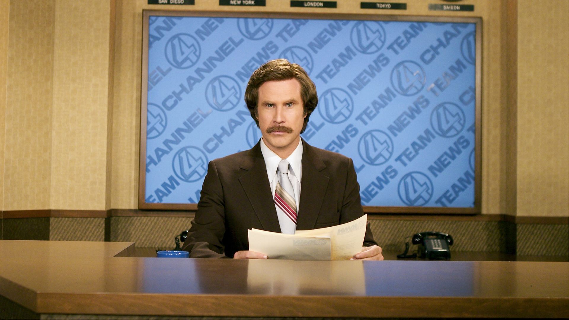 Still from Anchorman: The Legend of Ron Burgundy (Image via Apple TV)