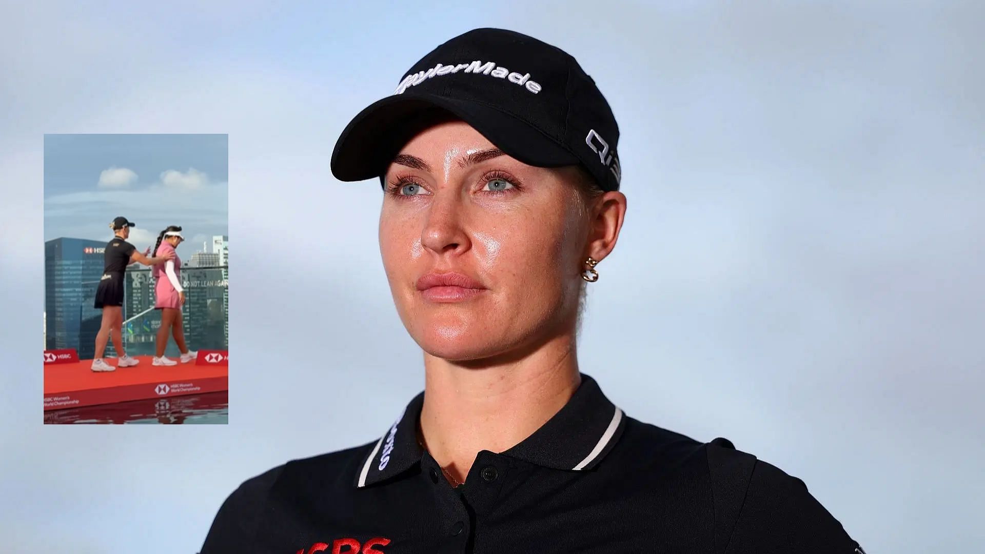 Charley Hull catches LPGA rival off guard atop a skyscraper (Images via Getty and @hsbc_sport/Instagram)