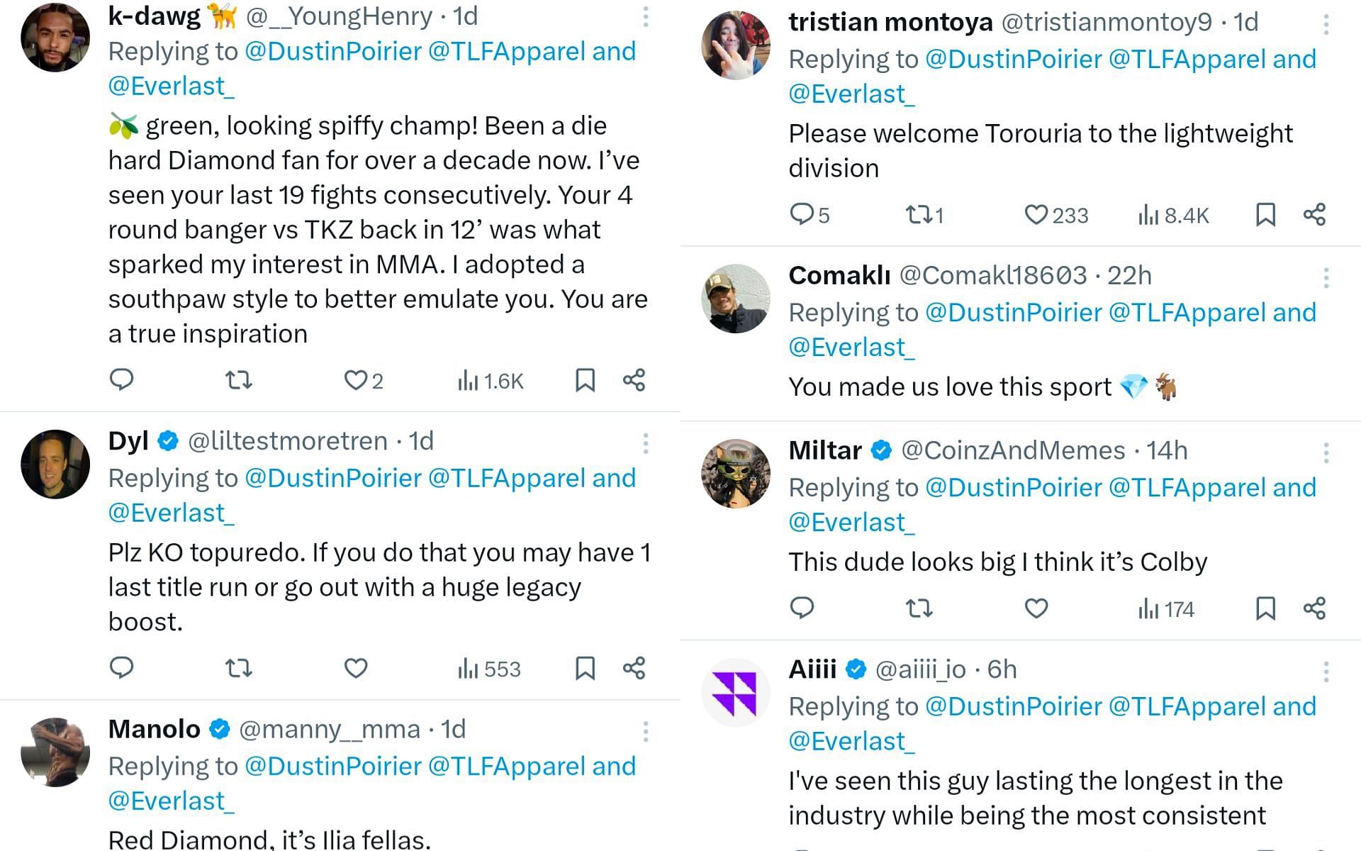 Fan reactions [Screenshots courtesy: @DustinPoirier on X]